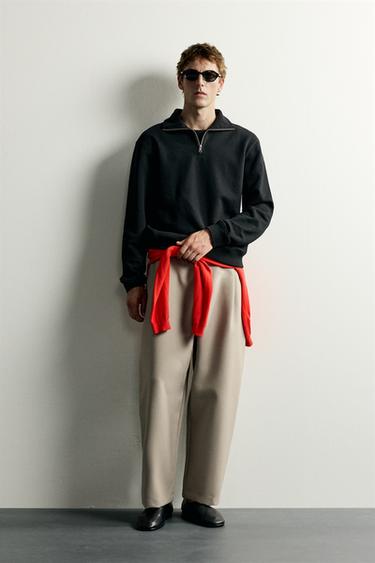 SUDADERA CUELLO CREMALLERA BÁSICA - Negro de Zara - Imagen 0