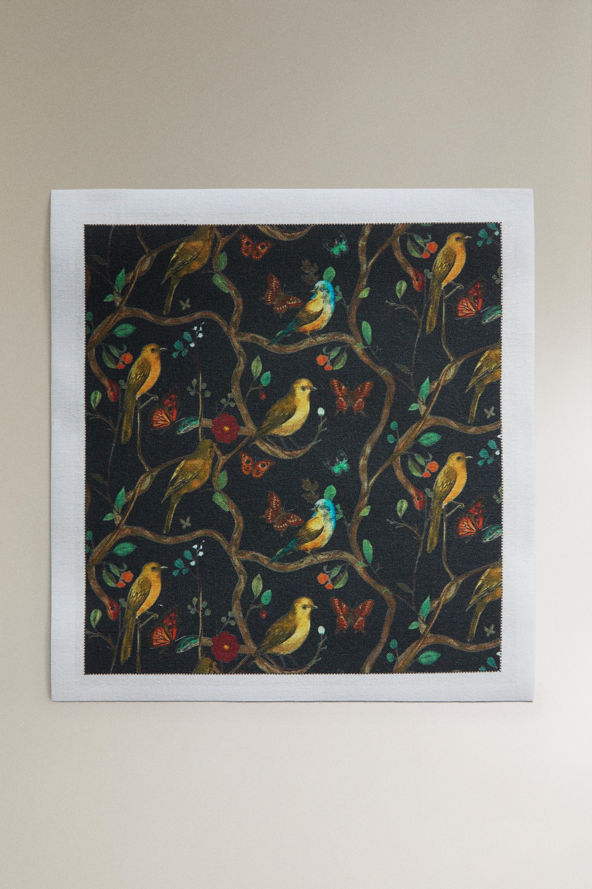 BIRD PRINT NAPKIN ROLL (PACK OF 20) | MARISA BERENSON — Black