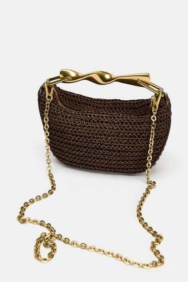 MINI BAG WITH METAL HANDLE - Chocolate by Zara