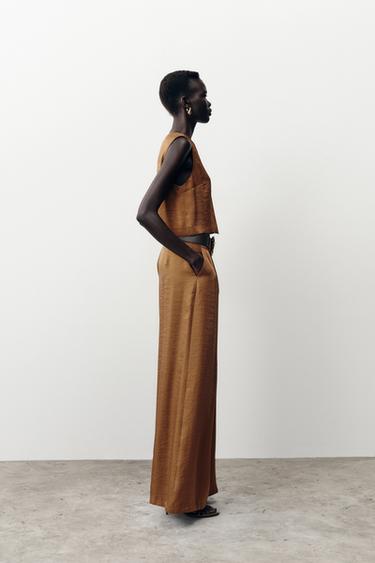 SATIN CROSSOVER TOP - Caramel by Zara - Image 2