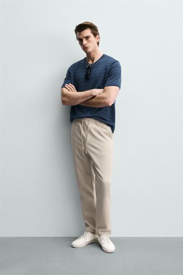 Zara COMFORT JOGGER WAIST PANTS - Beige