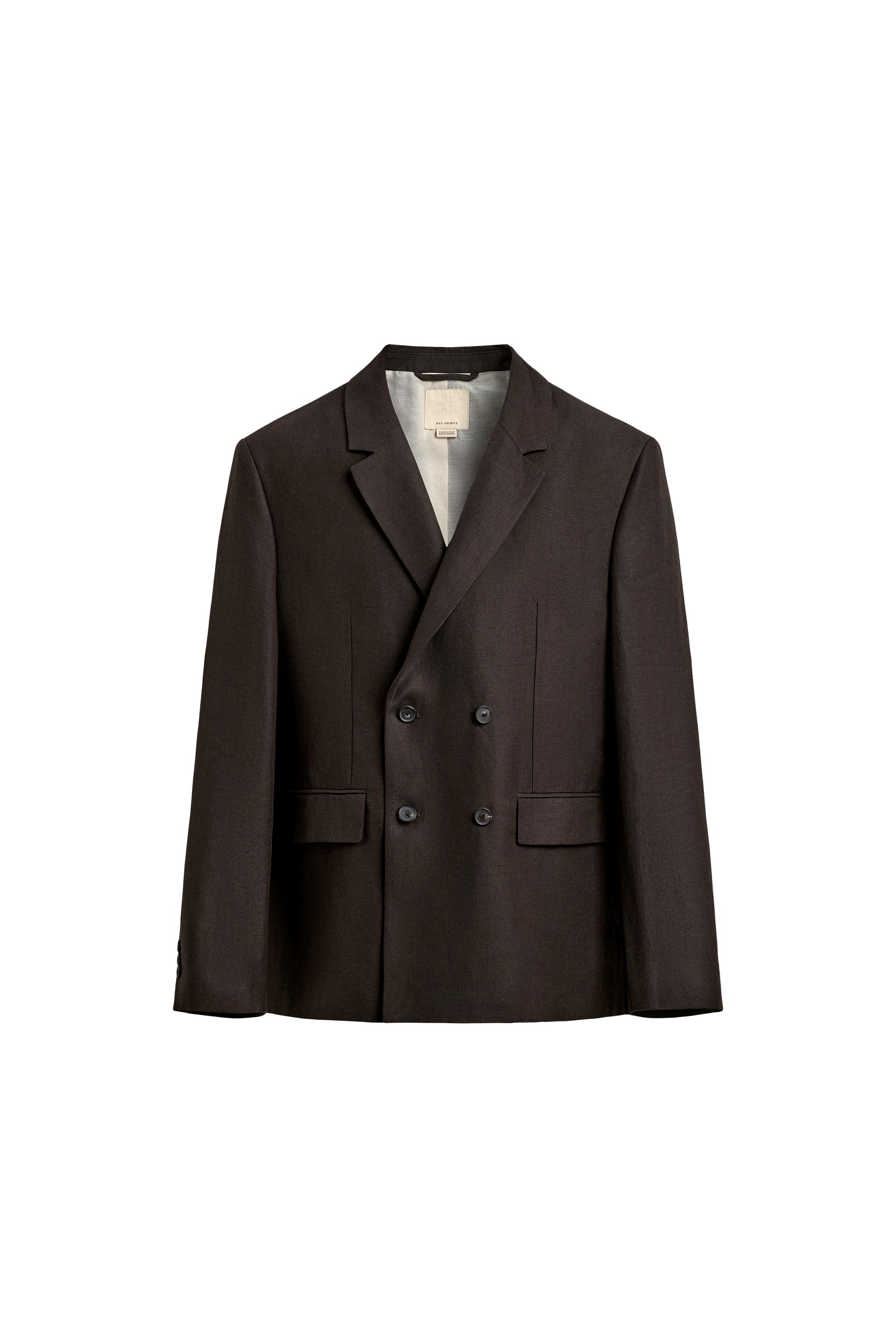 VESTE DE COSTUME À BOUTONNAGE CROISÉ 100 % LIN