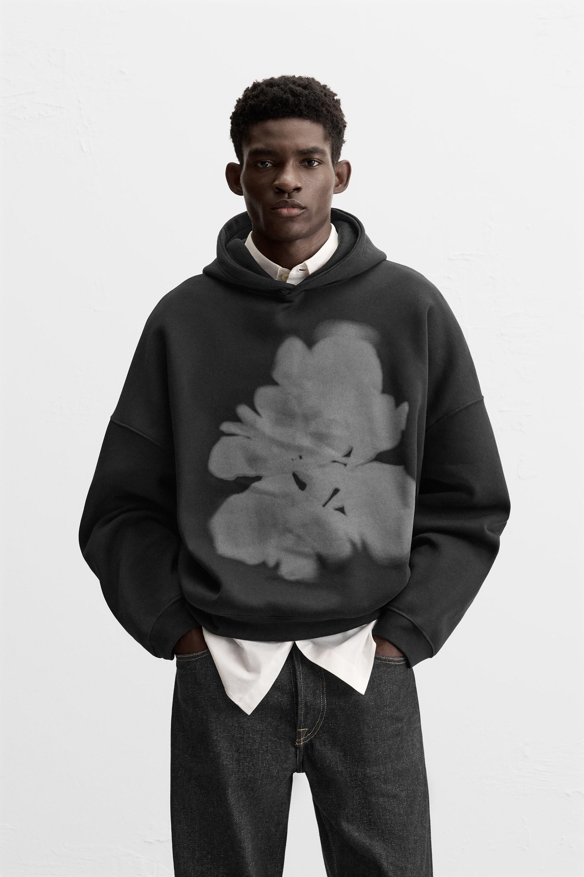 FLORAL PRINT SWEATSHIRT - Black | ZARA United States