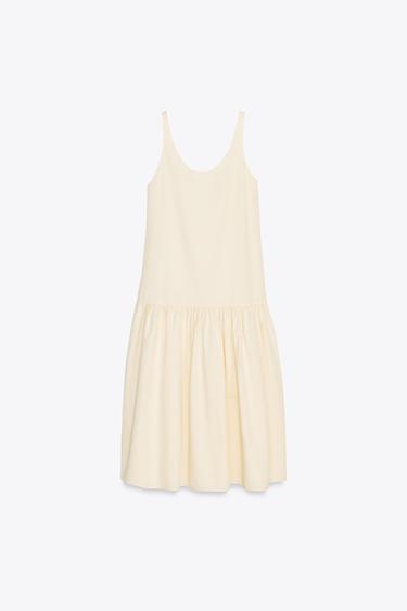 GATHERED MIDI DRESS - Pastel yellow by Zara - Image 4