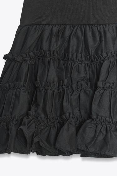 WEITGESCHNITTENES KLEID MIT MATERIALKOMBINATION - Schwarz von Zara