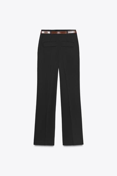 STRAIGHT-LEG TROUSERS WITH BELT - Black by Zara - Image 7