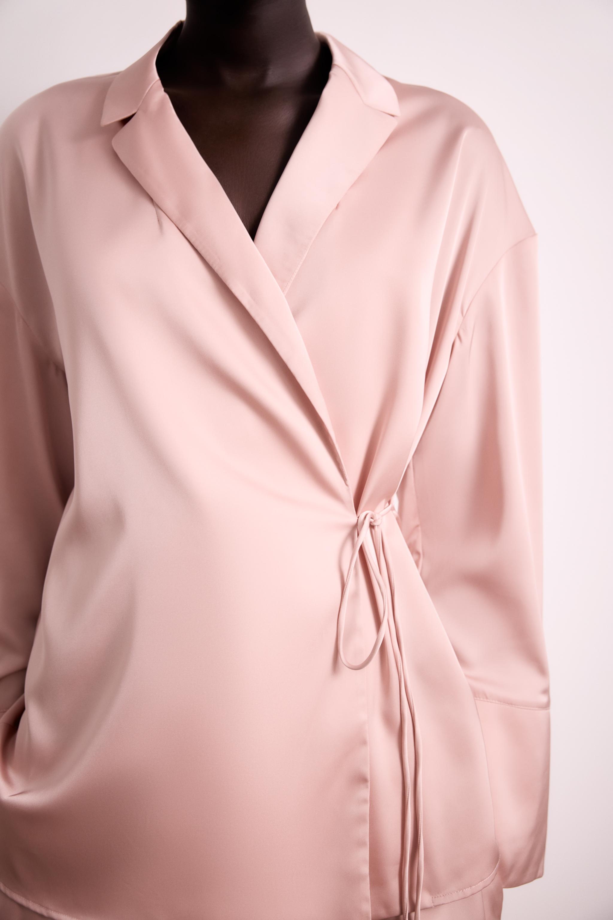 Pink satin blouse zara online