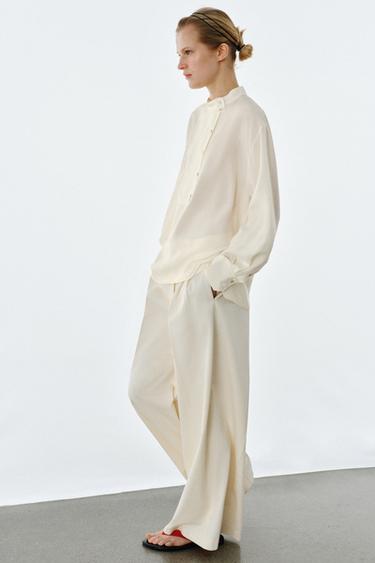 100% SILK SHIRT ZW COLLECTION - Ecru by Zara - Image 4