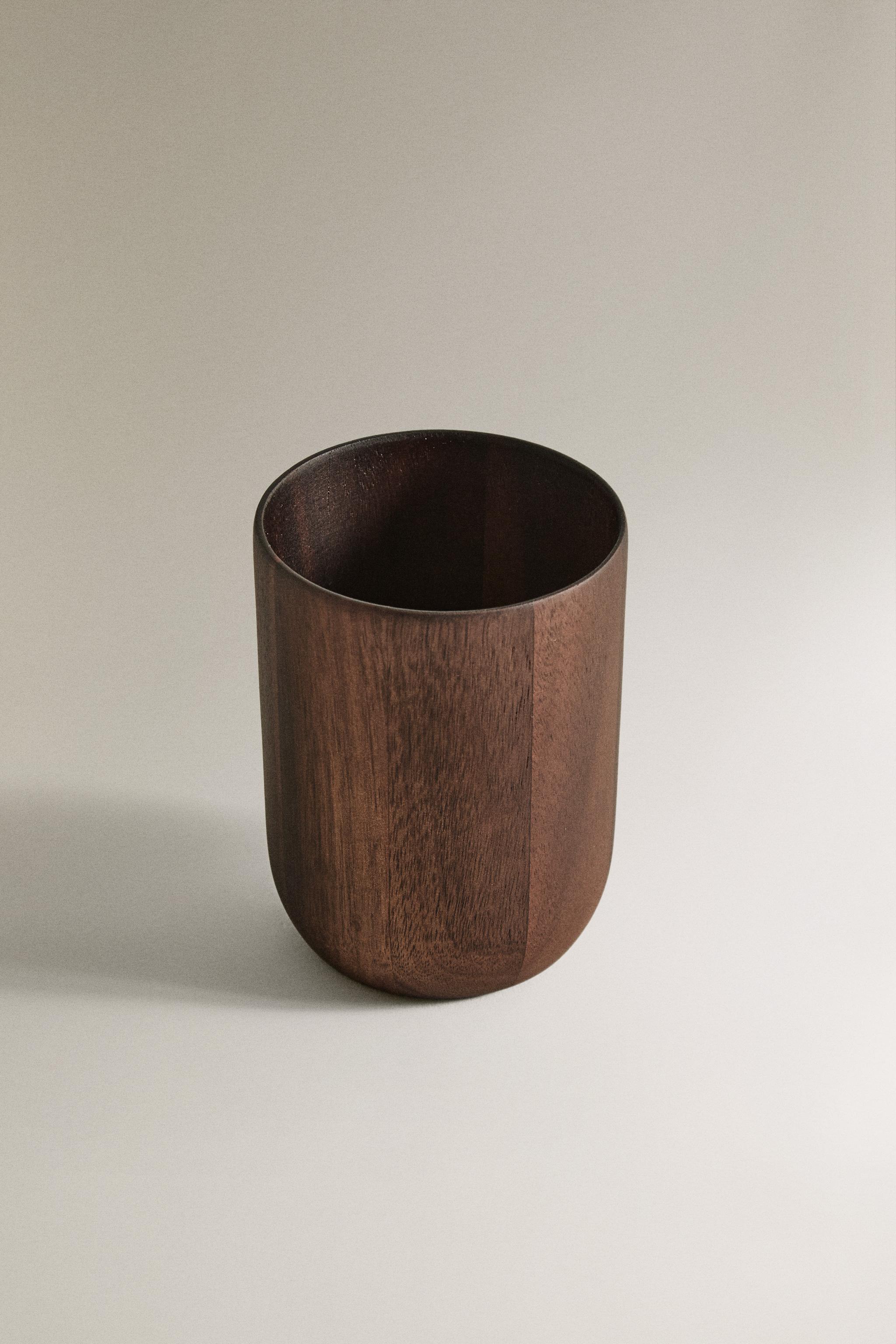 VERRE PORTE-BROSSE À DENTS EN BOIS