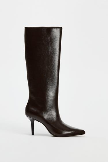 STILETTO HEEL BOOTS - Brown by Zara