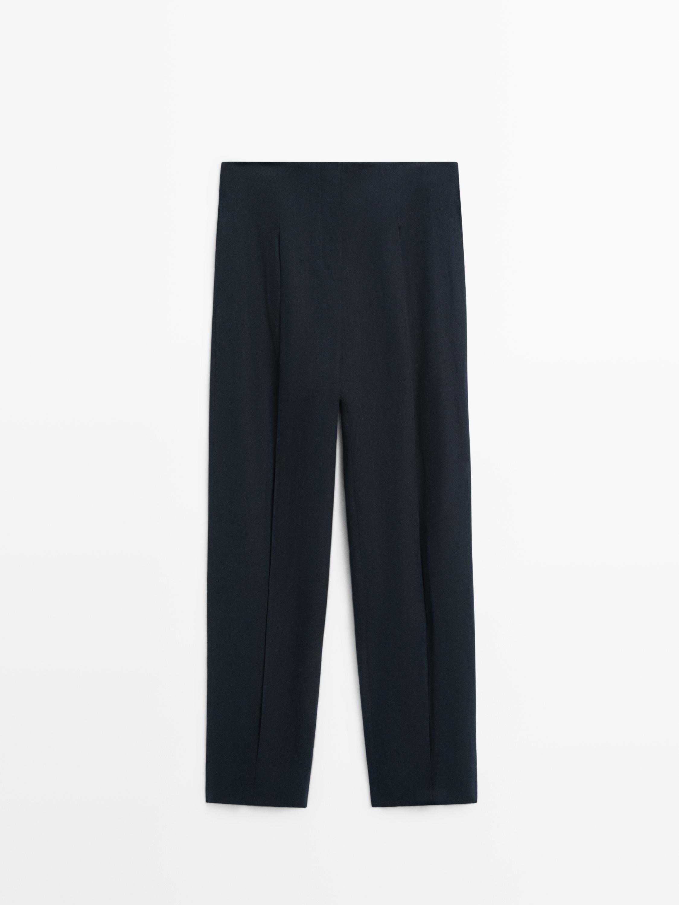 Linen suit trousers — Navy blue