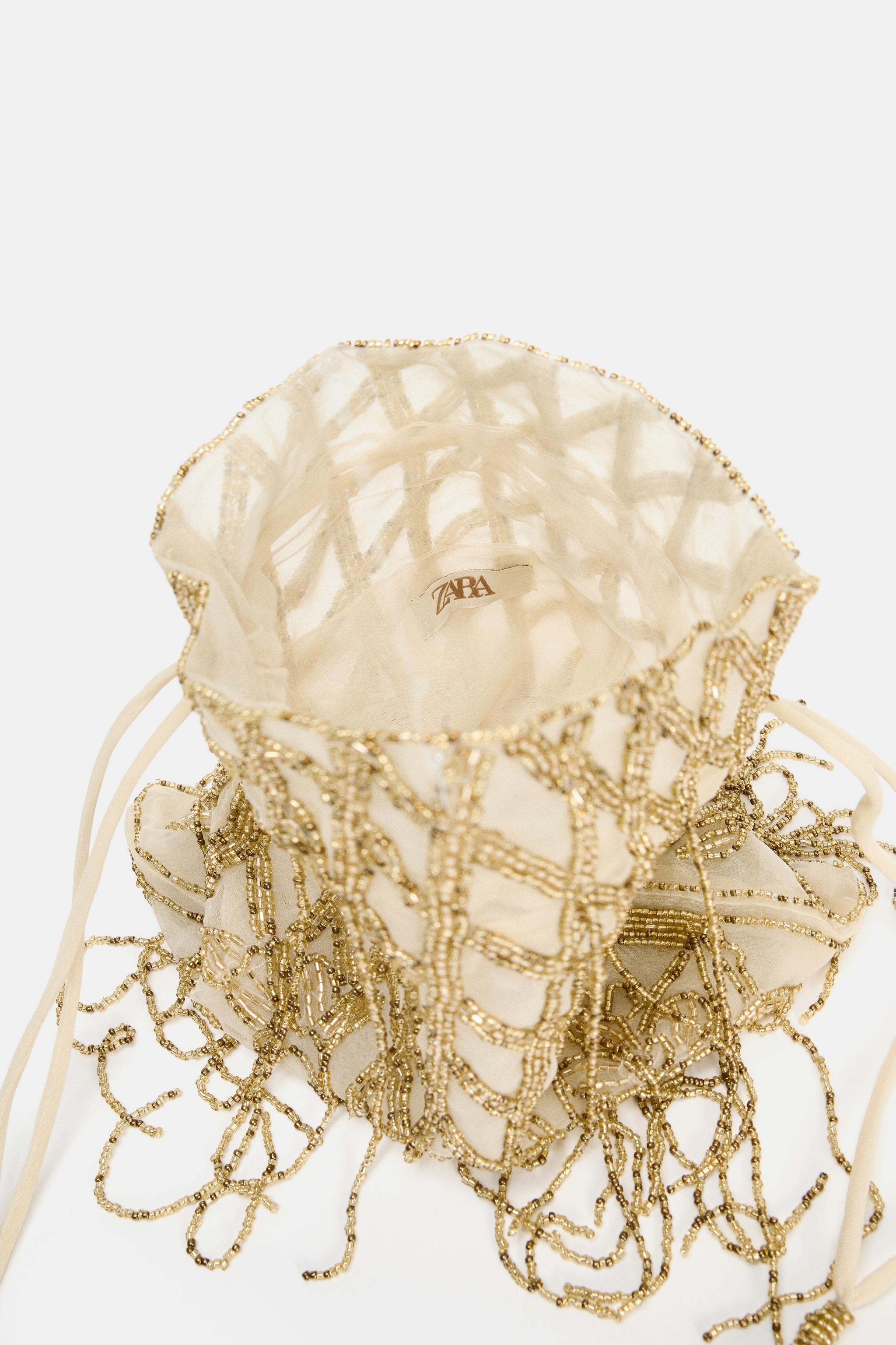 SEQUIN RUCHED BUCKET BAG