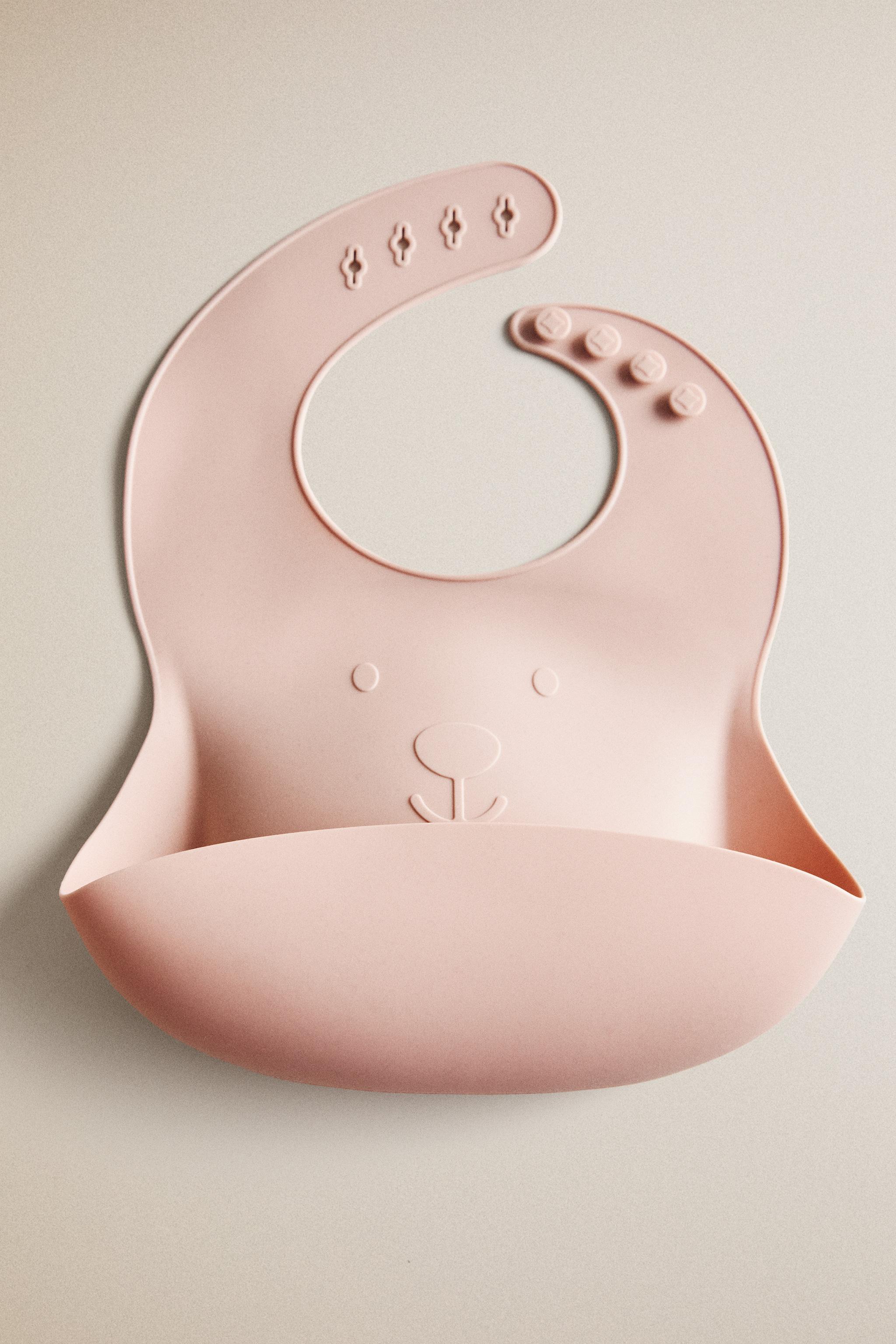 KIDS' SILICONE BEAR BIB — Pink