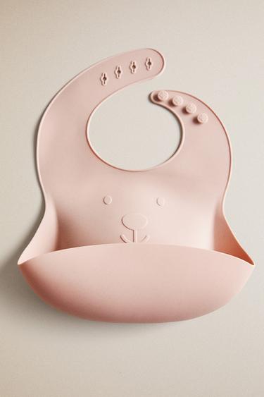 KIDS' SILICONE BEAR BIB — Pink 1