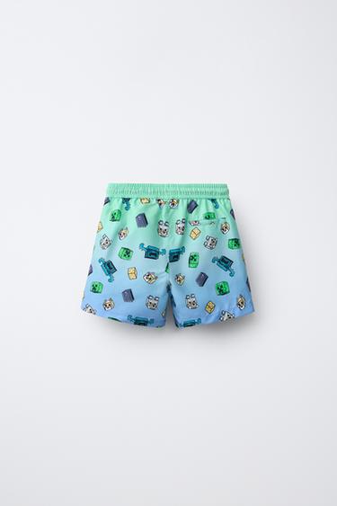 SHORT DE BAIN MINECRAFT © MOJANG AB. ™ - Vert / Bleu de Zara - Image 1