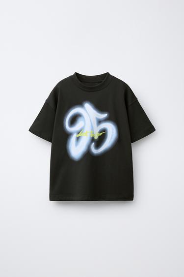 NEON SLOGAN T-SHIRT - Dark anthracite by Zara