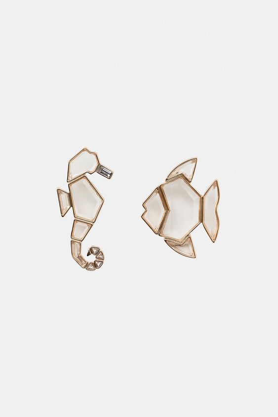 MISMATCHED SEMI-SHEER EARRINGS - Golden by Zara - Image 0