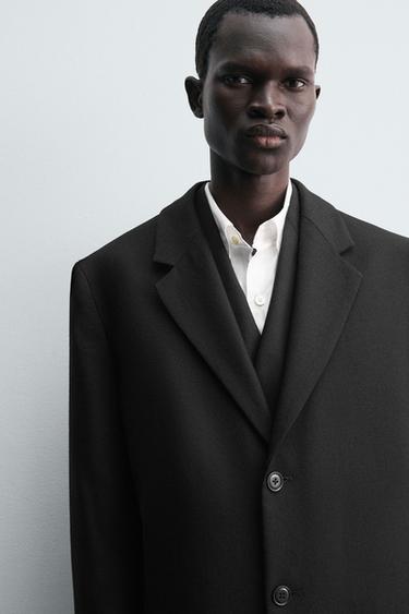 MANTEAU LÉGER 100 % LAINE - Noir de Zara - Image 4