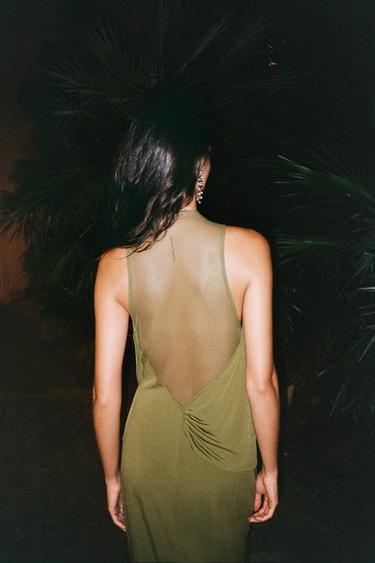 ROBE COMBINÉE DRAPÉE - Vert mousse de Zara - Image 2