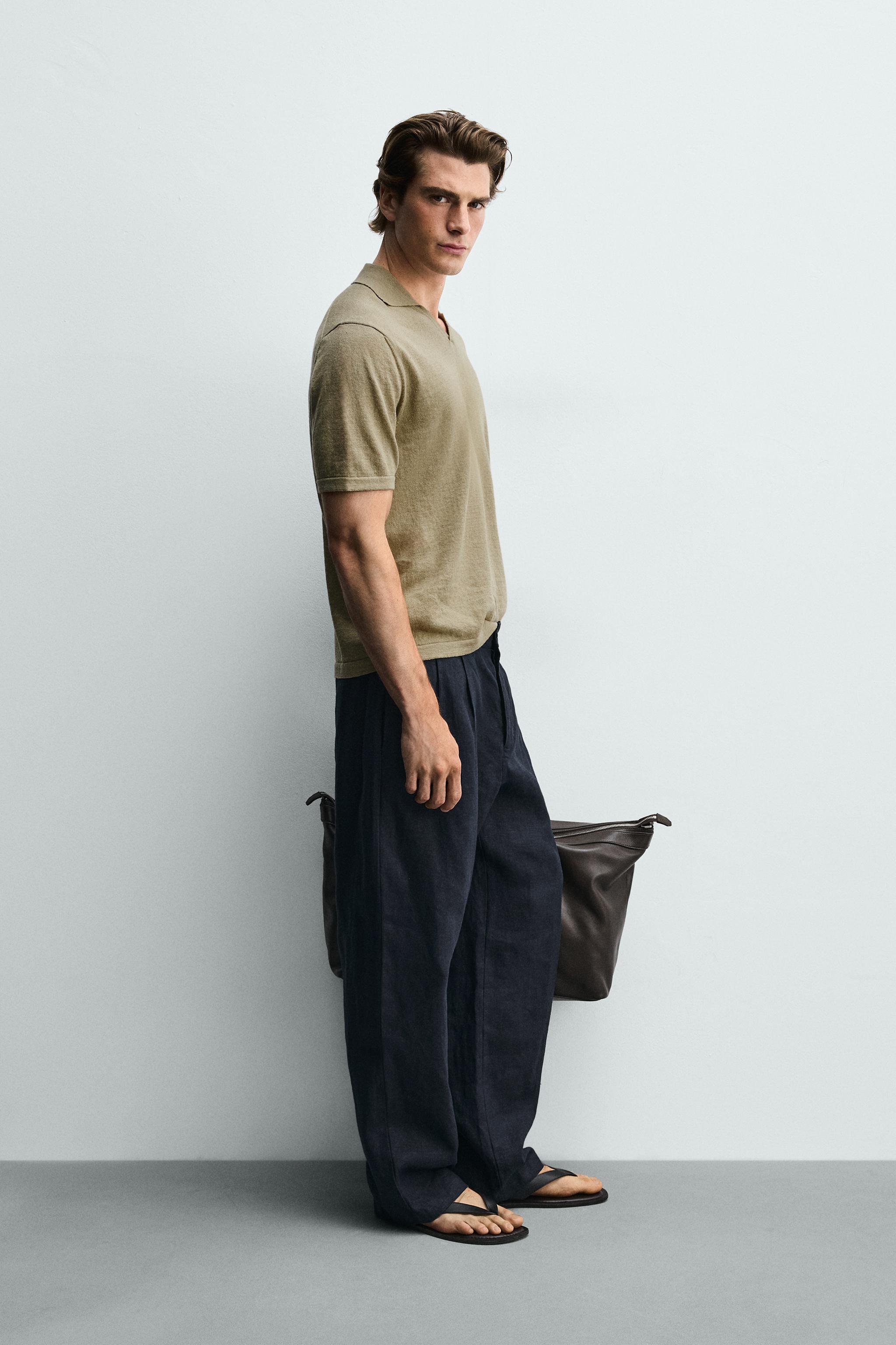 POLO EN MAILLE REGULAR FIT COTON ET LIN