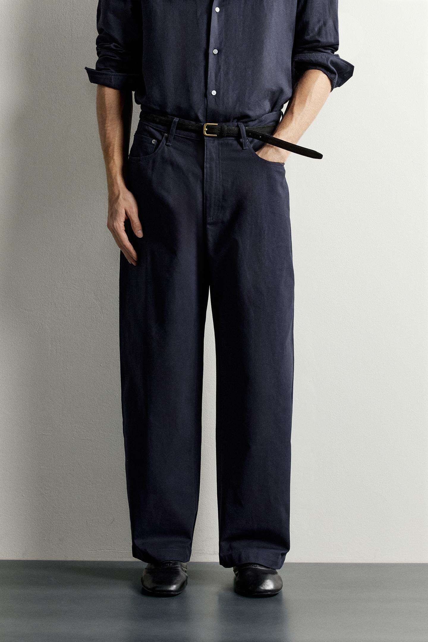 Мужские брюки Zara Relaxed Fit Pants with Tab, цвет: Тёмно-синий — фото 2