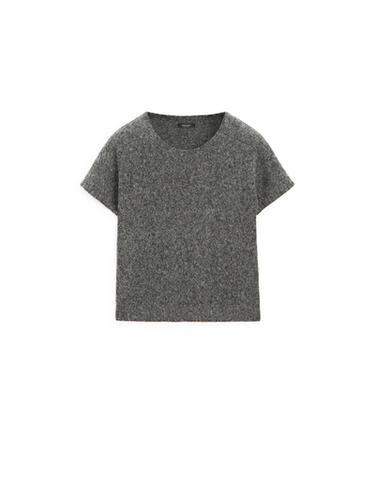 Pull court en maille laine et alpaga - Gris moyen de Zara