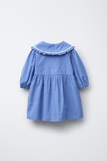 CHECK PRINT PETER PAN COLLAR DRESS - Blue by Zara - Image 1