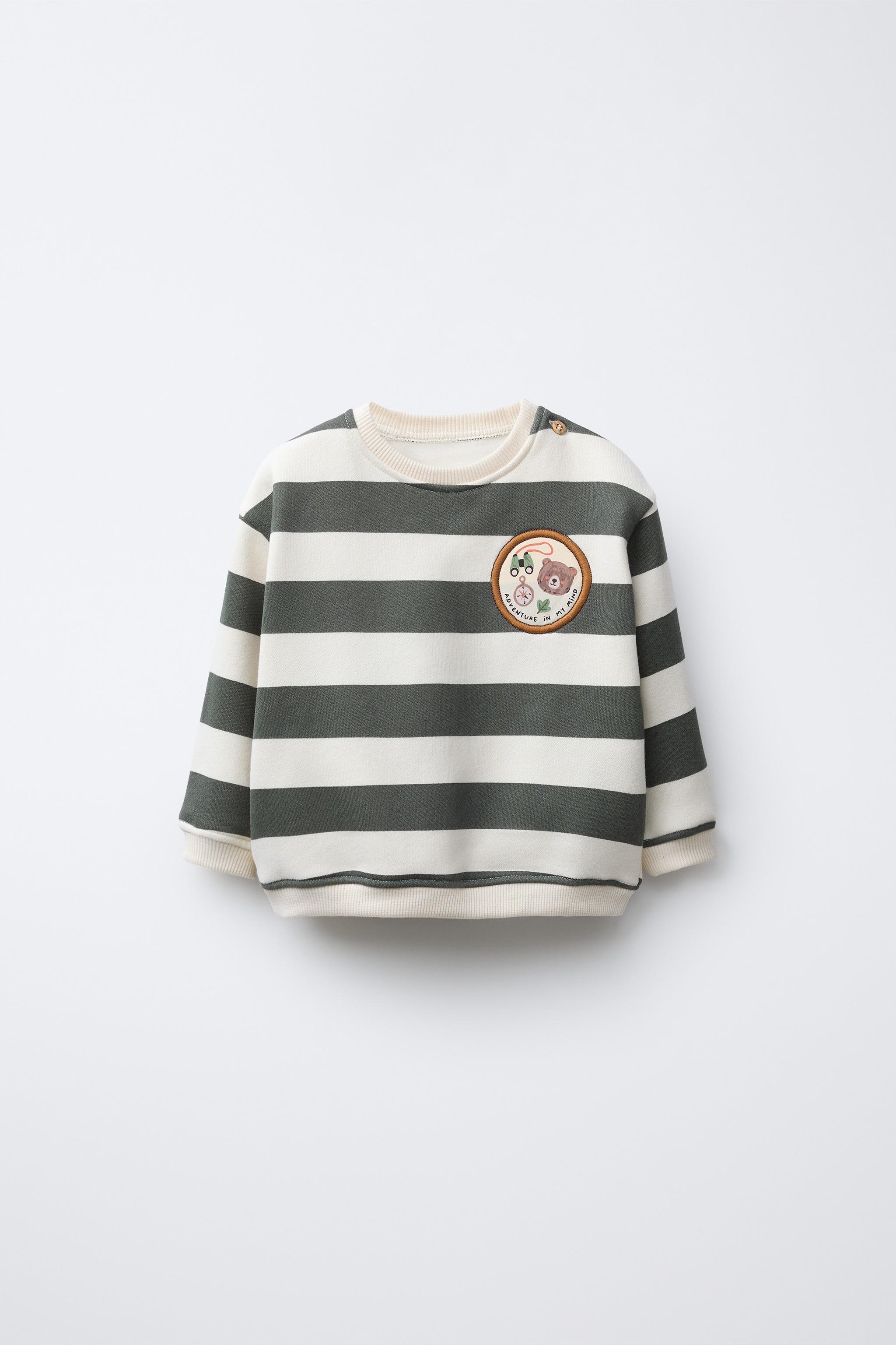 STRIPED BEAR PATCH SWEATSHIRT