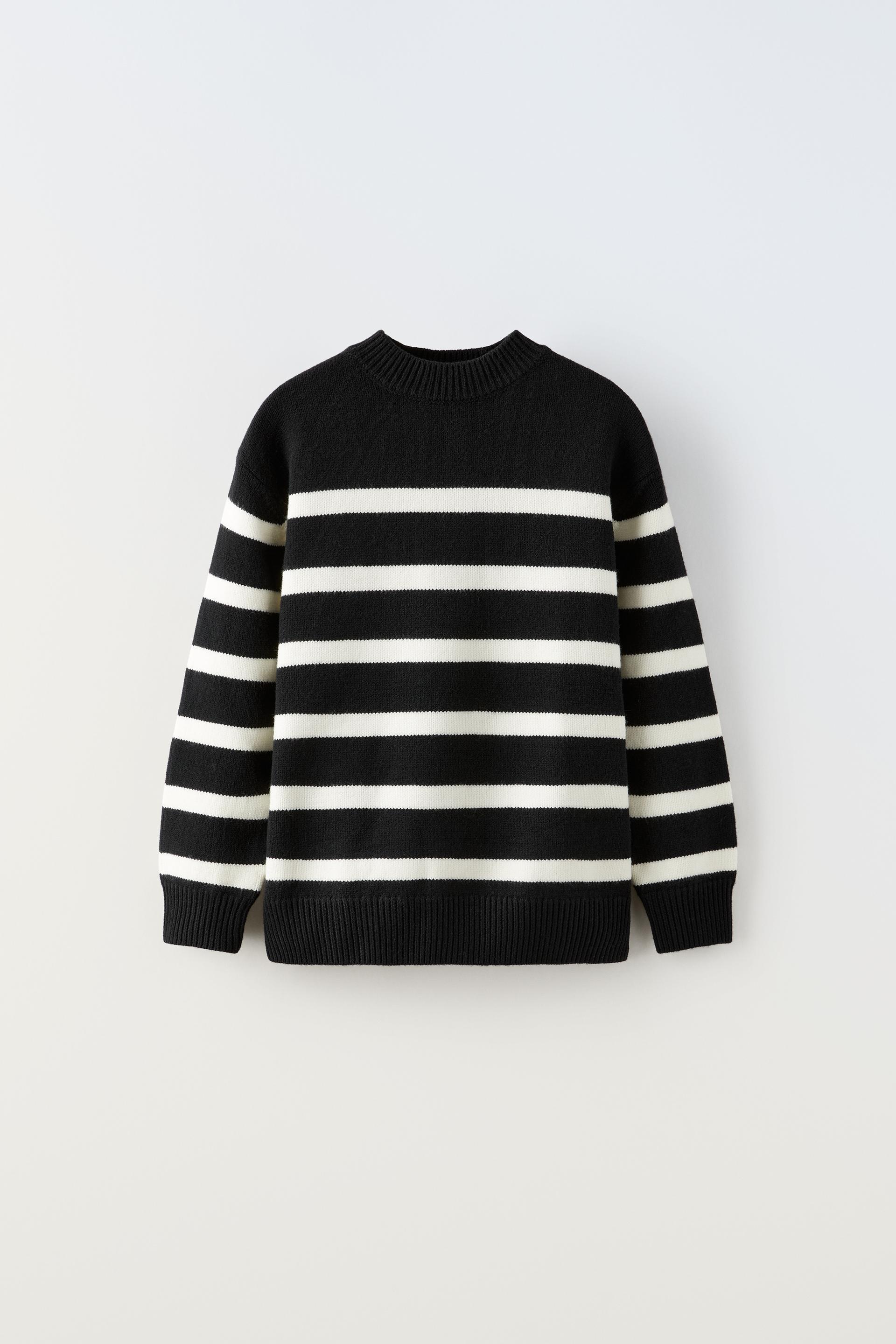 STRIPED KNIT SWEATER Black ZARA United States