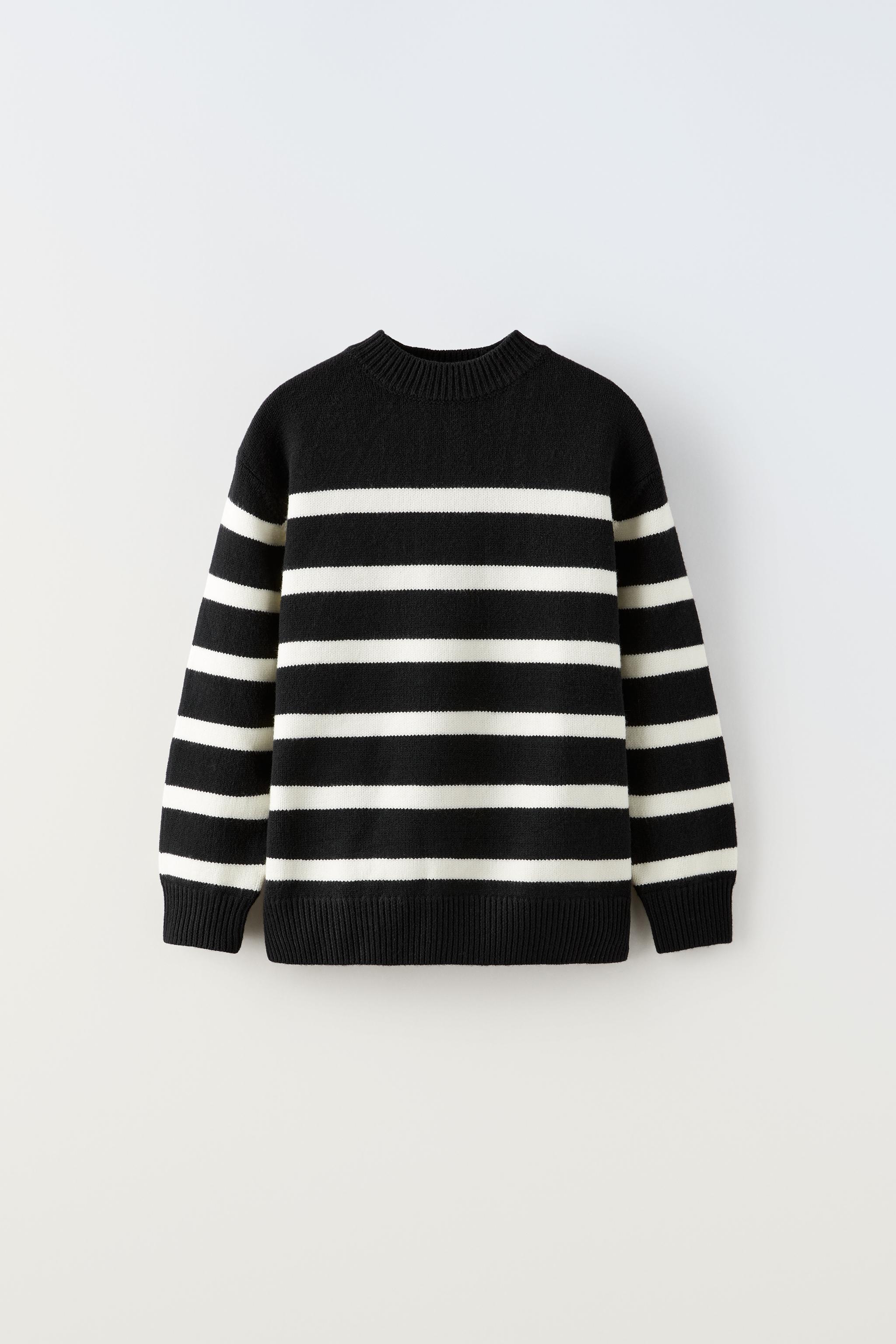STRIPED KNIT SWEATER Black ZARA Turkey
