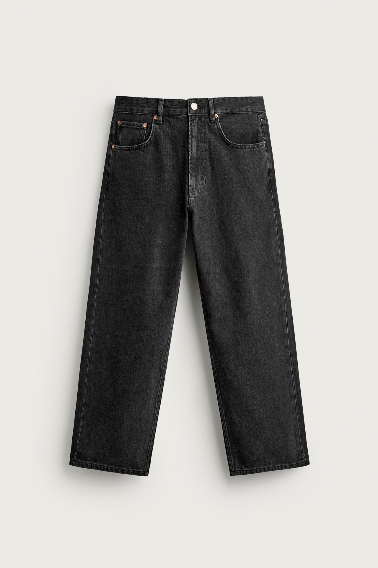 LOOSE CROPPED FIT JEANS — Charcoal