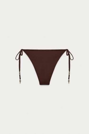 SCALLOPED TIE BIKINI BOTTOMS MARISA BERENSON X ZARA - Brown by Zara - Image 2