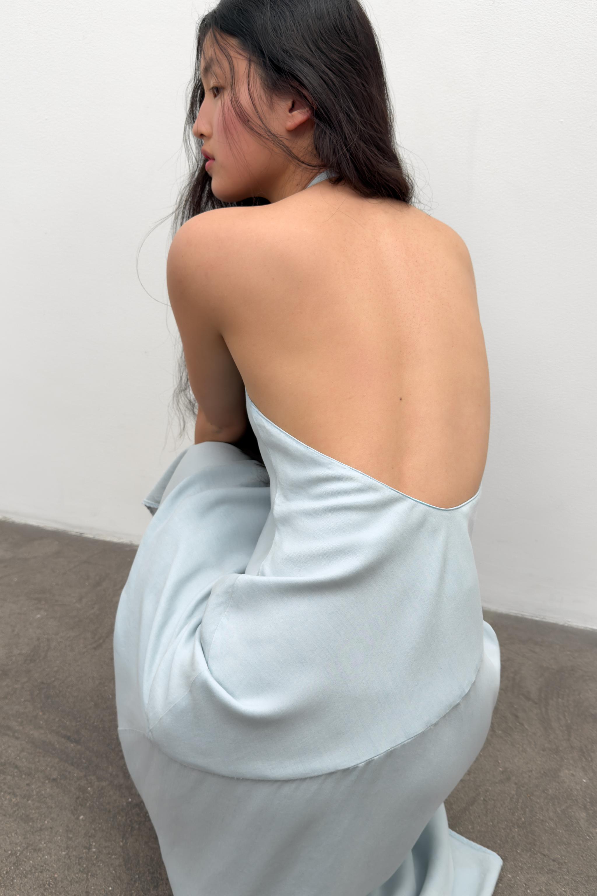 FLOWY HALTER DRESS - Light blue | ZARA United States FLOWY HALTER DRESS - Light blue | ZARA United States