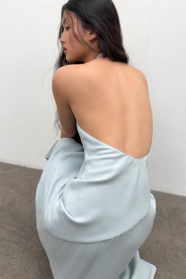 ROBE FLUIDE HALTER - Bleu clair de Zara - Image 4