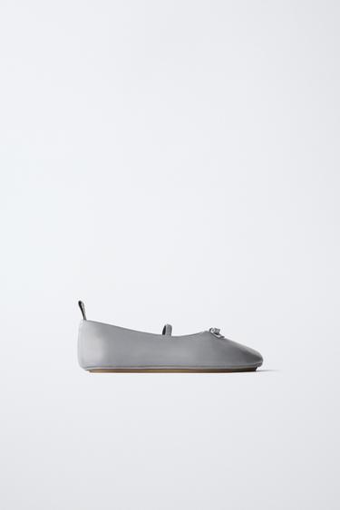 BALLERINES EN CUIR ÉDITION LIMITÉE - Gris de Zara - Image 0