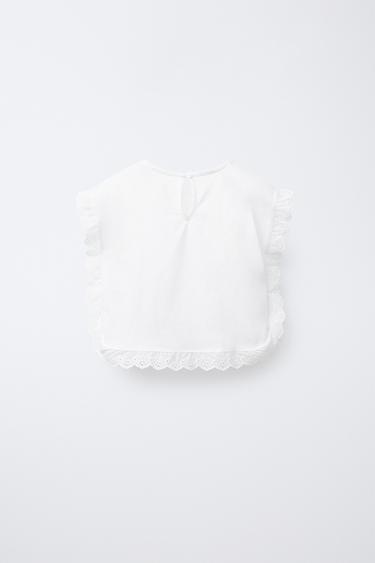 BLOUSE FLEUR BRODÉE PETITS NŒUDS - Blanc de Zara - Image 1
