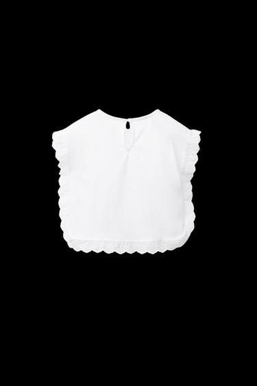 BLUSE MIT GESTICKTEN BLUMEN UND SCHLEIFEN - Weiß von Zara