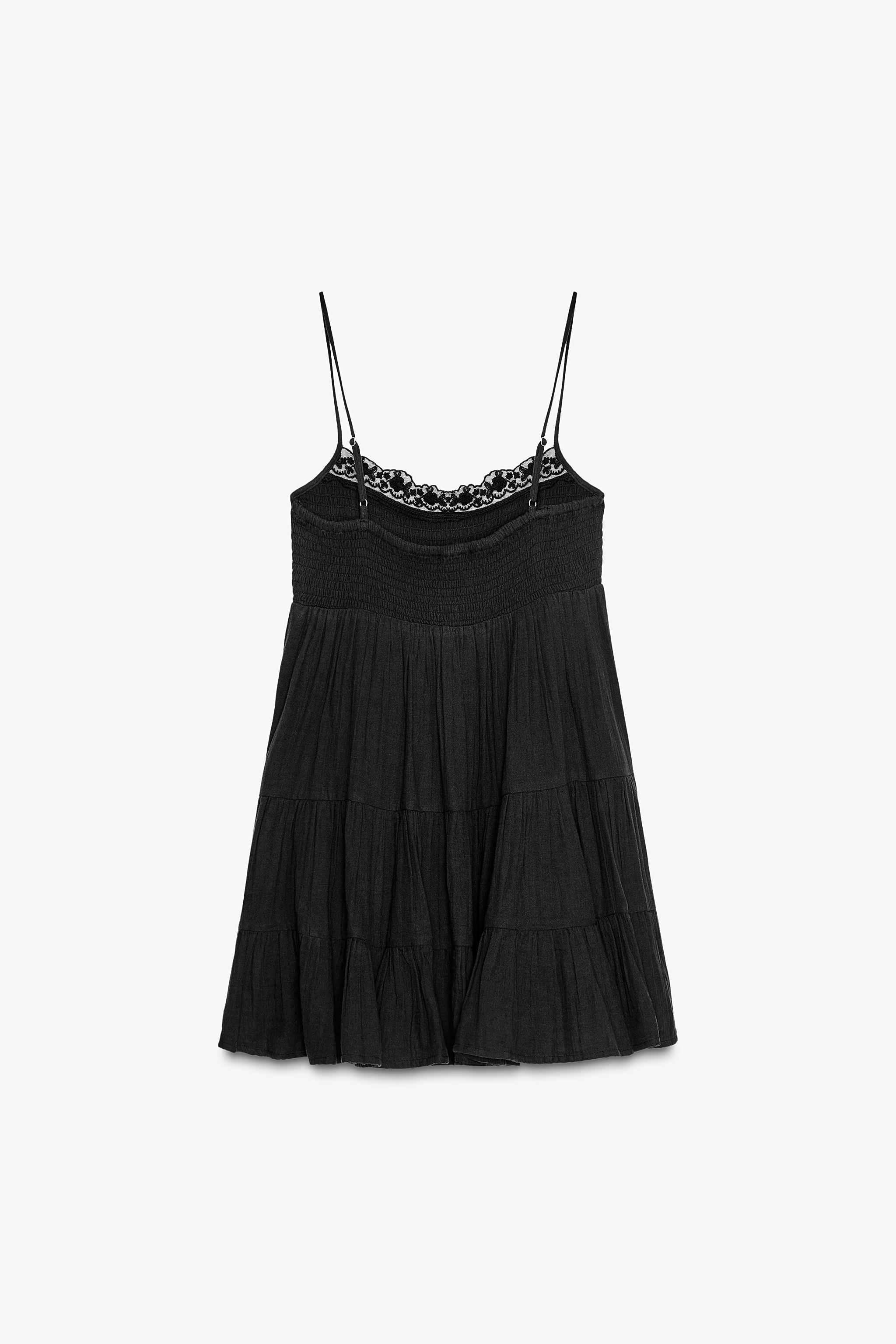 ★ZARA★ SHORT GAUZE DRESS WITH LACE SHORT GAUZE DRESS WITH LACE - Black | ZARA Spain
