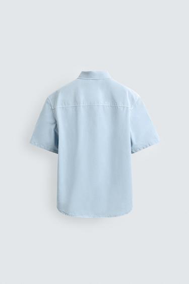 RELAXED FIT SPRAY WASH SHIRT - Light blue by Zara - Image 8