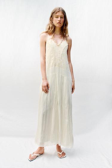 VESTIT MIDI LLENCER BRODATS - Cru de Zara