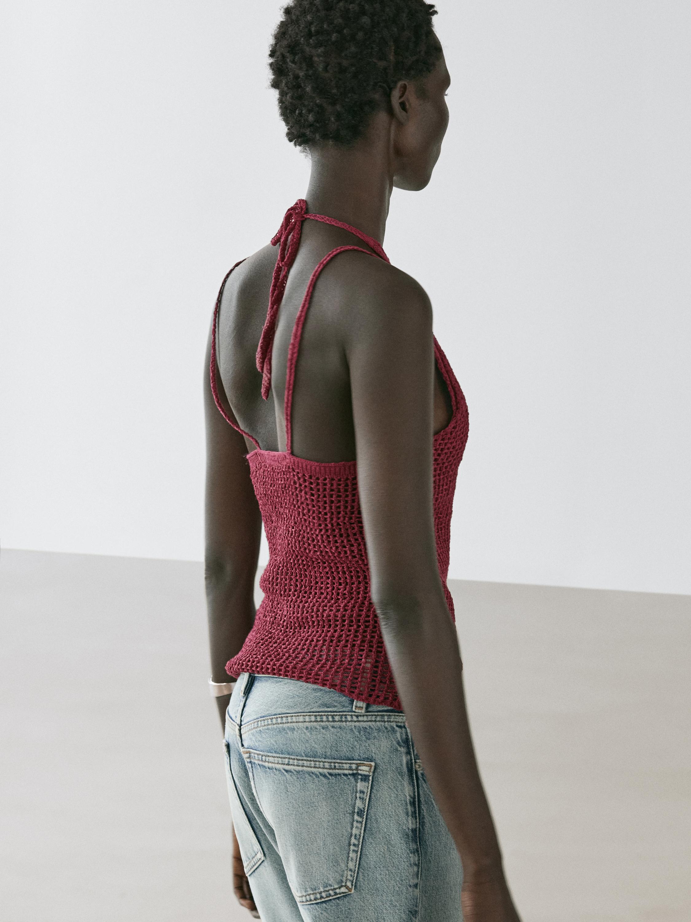 Top double en maille crochet