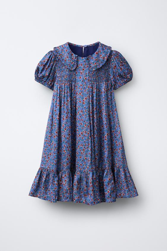 blue floral dress zara Zara Floral Print Dress Blue Size M