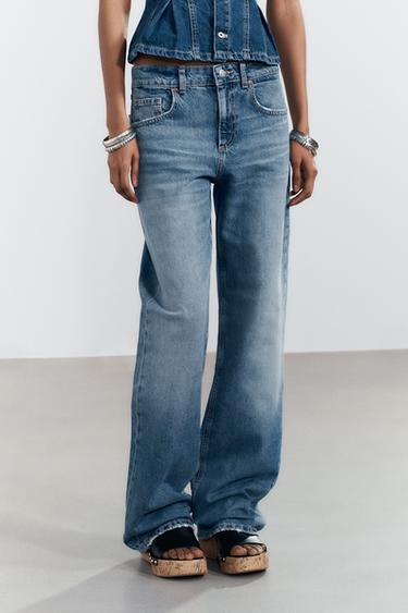 TRF WIDE-LEG MID-RISE JEANS - blå fra Zara