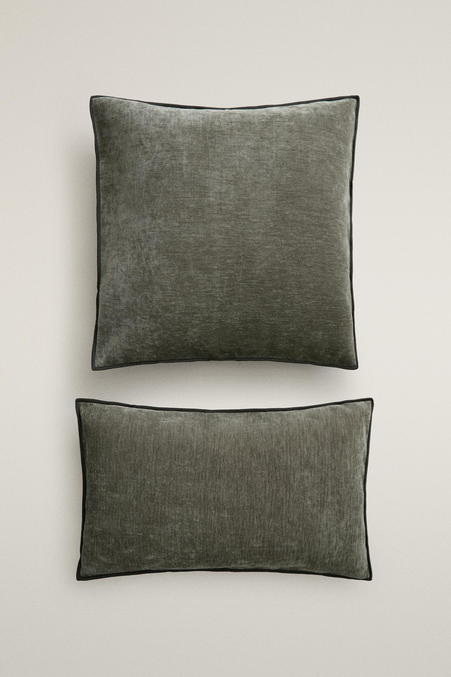 Zara Chenille Throw Pillow Cover, цвет: Синий / Серый