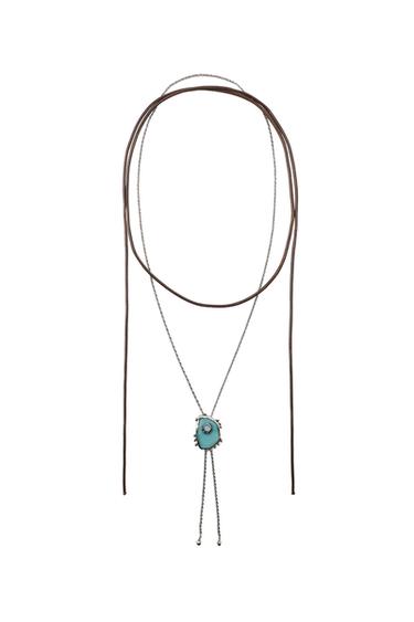 PACK OF 2 CORD AND CHAIN NECKLACES WITH WESTERN PIECE - Silver by Zara