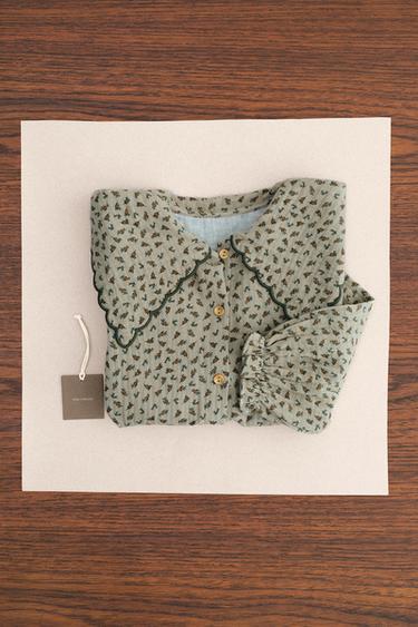 ZARA TIMELESS - FLORAL SHIRT PYJAMAS - Brown / Taupe by Zara - Image 1