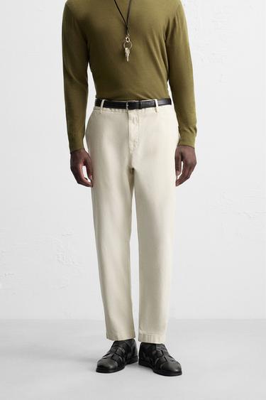 TWILL CHINO TROUSERS - Oyster-white by Zara