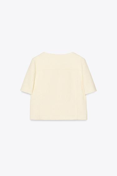 TEXTURED SHORT SLEEVE BLAZER - Printed by Zara - Image 6