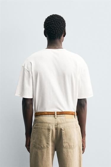 T-SHIRT WITH CONTRAST STITCHING - White by Zara - Image 2