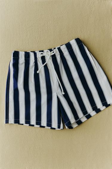 STRIPED BEACH SWIMMING TRUNKS - Blue by Zara - Image 4